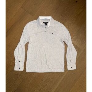 Mark Law Luxury Mens Long Sleeve Polo Shirt‎ Grey Heathered Jersey Size Medium